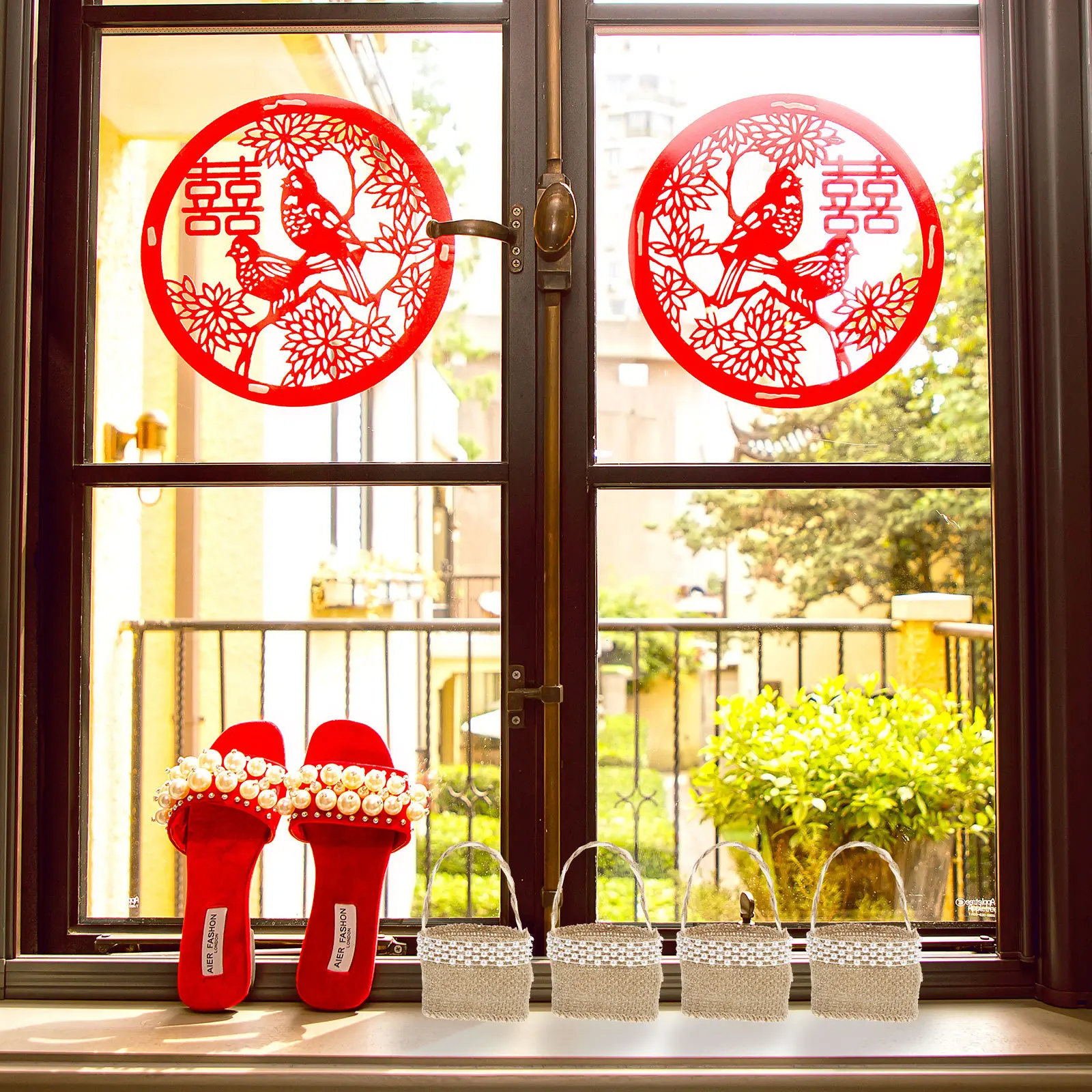 

4Pcs Linen Flower Girl Baskets Lightweight Wedding Storage Basket for Flowers Petals Candy Romantic Party Decoration