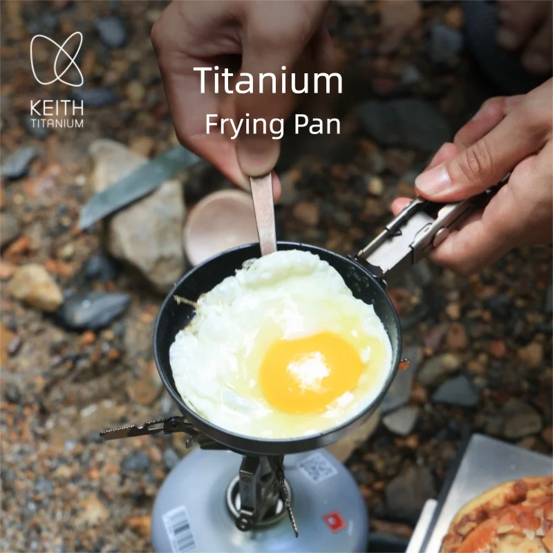 

Сковорода Keith Titanium с антипригарным покрытием 120 г, ультралегкая титановая сковорода для яиц, 140 мл компактная портативная сковорода для кемпинга на природе