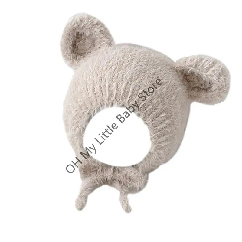 

M76C Модная детская вязаная теплая шапка с завязкой на подбородок и милыми медвежьими ушками для малышей в возрасте от 6 месяцев