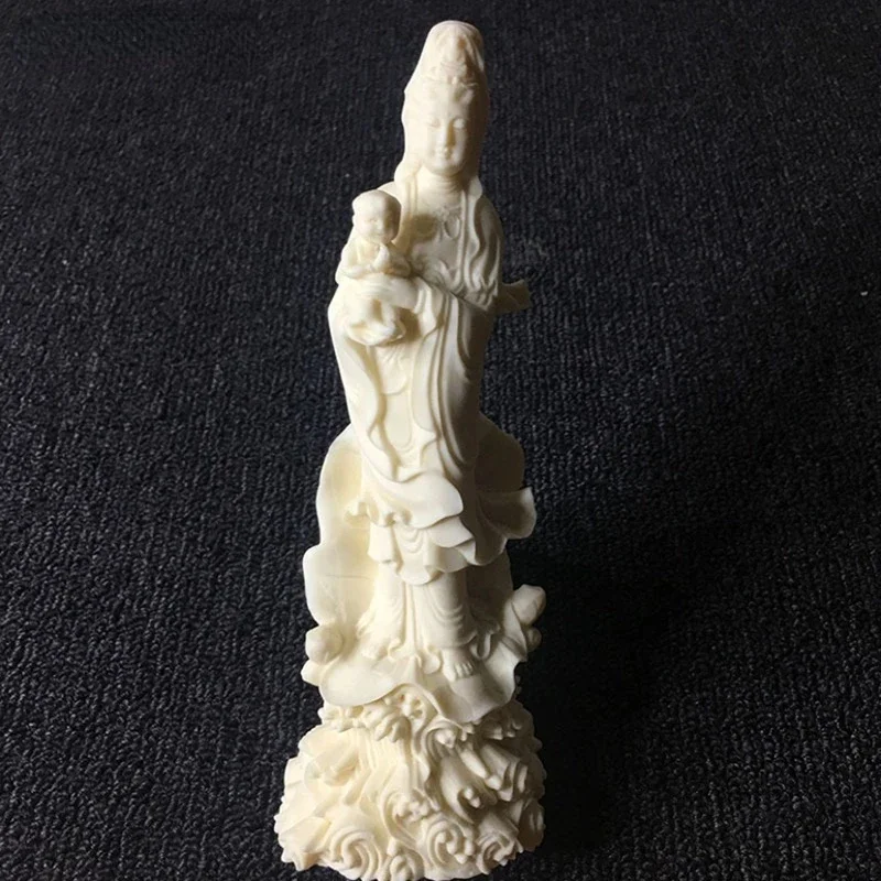 White Send child, Guanyin sculpture statue，Modern art sculpture，Chinese Buddha Statue，High-end home decoration gift statue