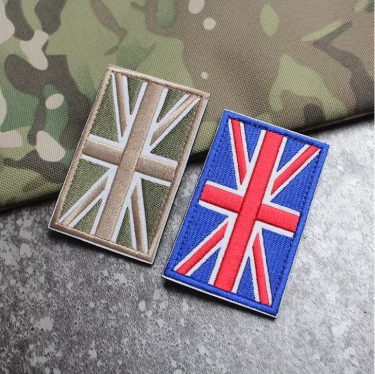 Bracciale con distintivo morale per appassionato militare con bandiera britannica ricamata in velcro