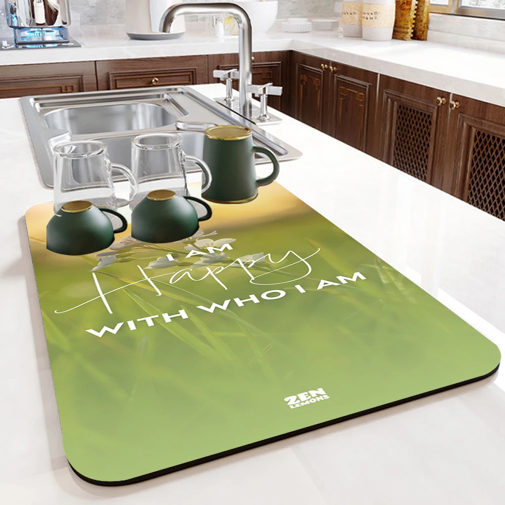 Tableware Drying Mat Soft Drain Pad Non-slip Super Absorbent Wear-resistant Coffee Machine Mat Kitchen Table Courtyard Decor