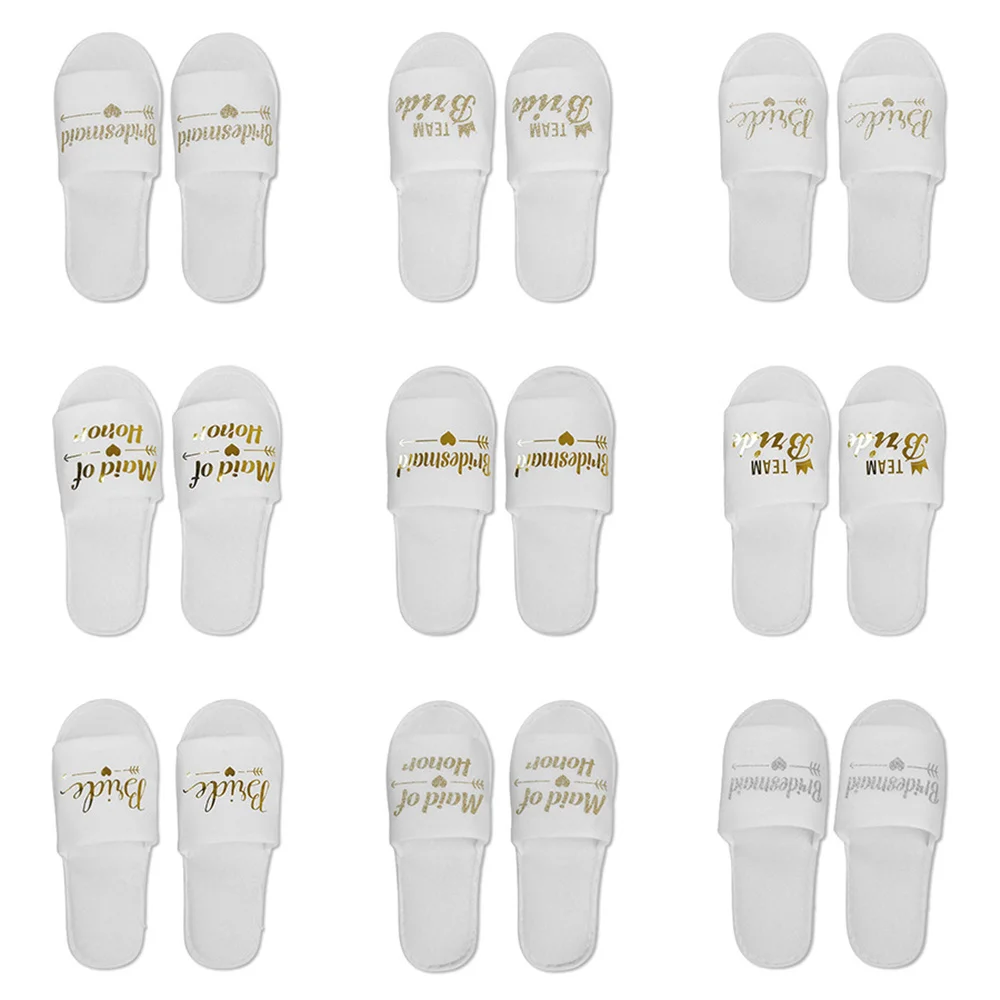 1 Pair Bride Shower Bride Wedding Decoration Bridesmaid Hen Party for Spa Hotel Soft Slippers Ladies Bachelorette Party Supplies