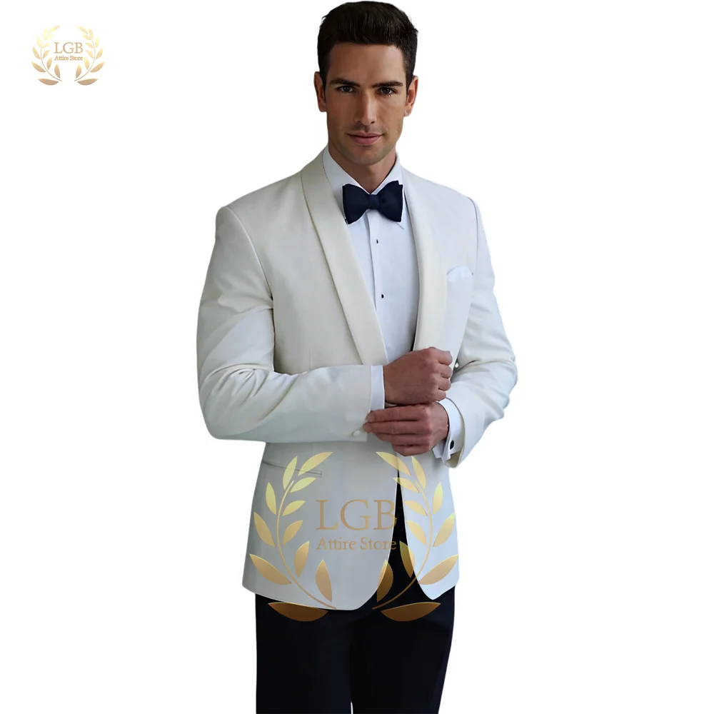 

Men's white shawl collar wedding suit 2 piece set (jacket and pants) custom men's formal suit tuxedo XS~5XL