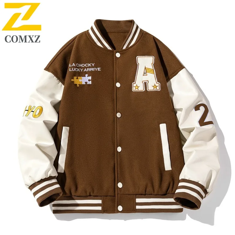 

Men's Embroidered Baseball Jacket Stand Collar Spring Autumn Casual Outerwear Outdoor Streetwear Fashion Breathable Active Wear