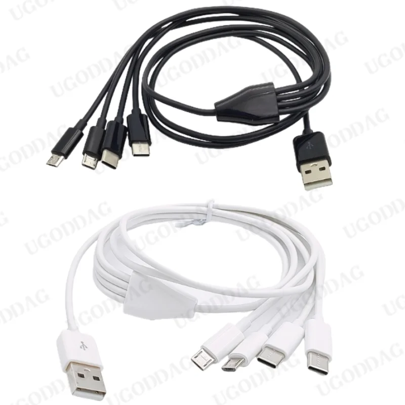 4 In 1 Multi Charging Cable USB To Micro USB Type C Cable Charging For Phone Tablet Charging Cord USB Charger Splitter Cable