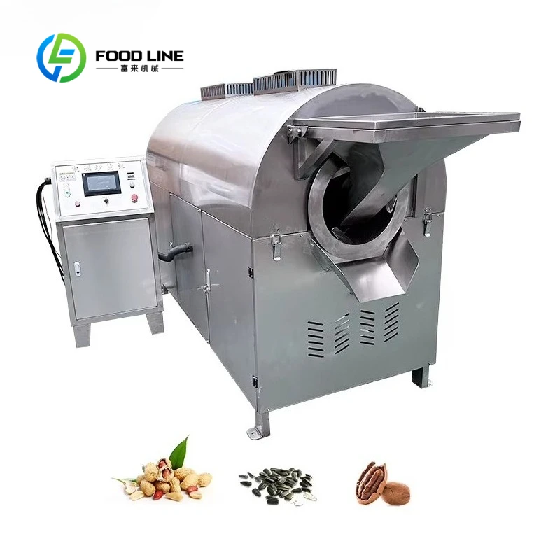 Customized Induction Roaster Stainless Steel Low Noise 5-20kg for Sesame Soybean Chestnut Macadamia Fruit Seed Roasting Machine