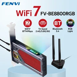 Fenvi 8800 mb/s WiFi 7 BE200 PCIe Adapter WiFi FV-BE8800RGB Bluetooth 5.4 WiFi7 dla bezprzewodowa karta sieciowa Intel BE200 2.4G/5G/6G