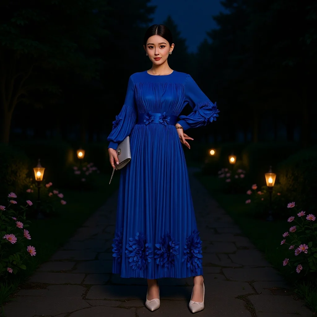 

Miyake Pleated 2025 Winter New Loose Three-dimensional Flowers Solid Color Dress Pleated Temperament Elegant Long Skirt Plisse