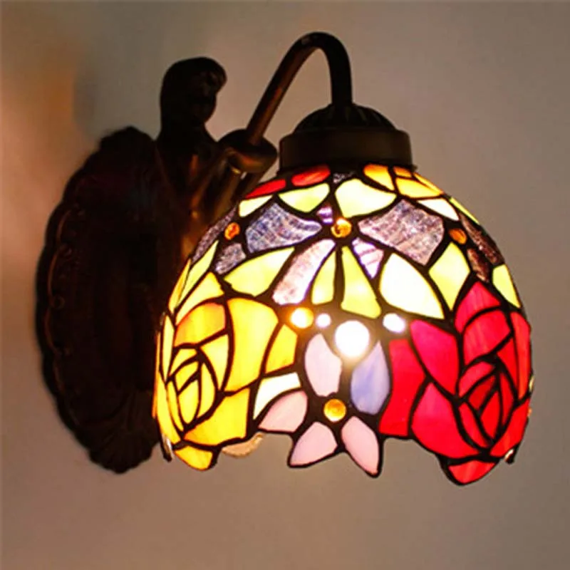 

FUMAT Wall Lamp Art Mermaid Body Stained Glass Shade Lights Corridor Bar Hotel Light Fixtures Mirror Front Light Wall Sconce