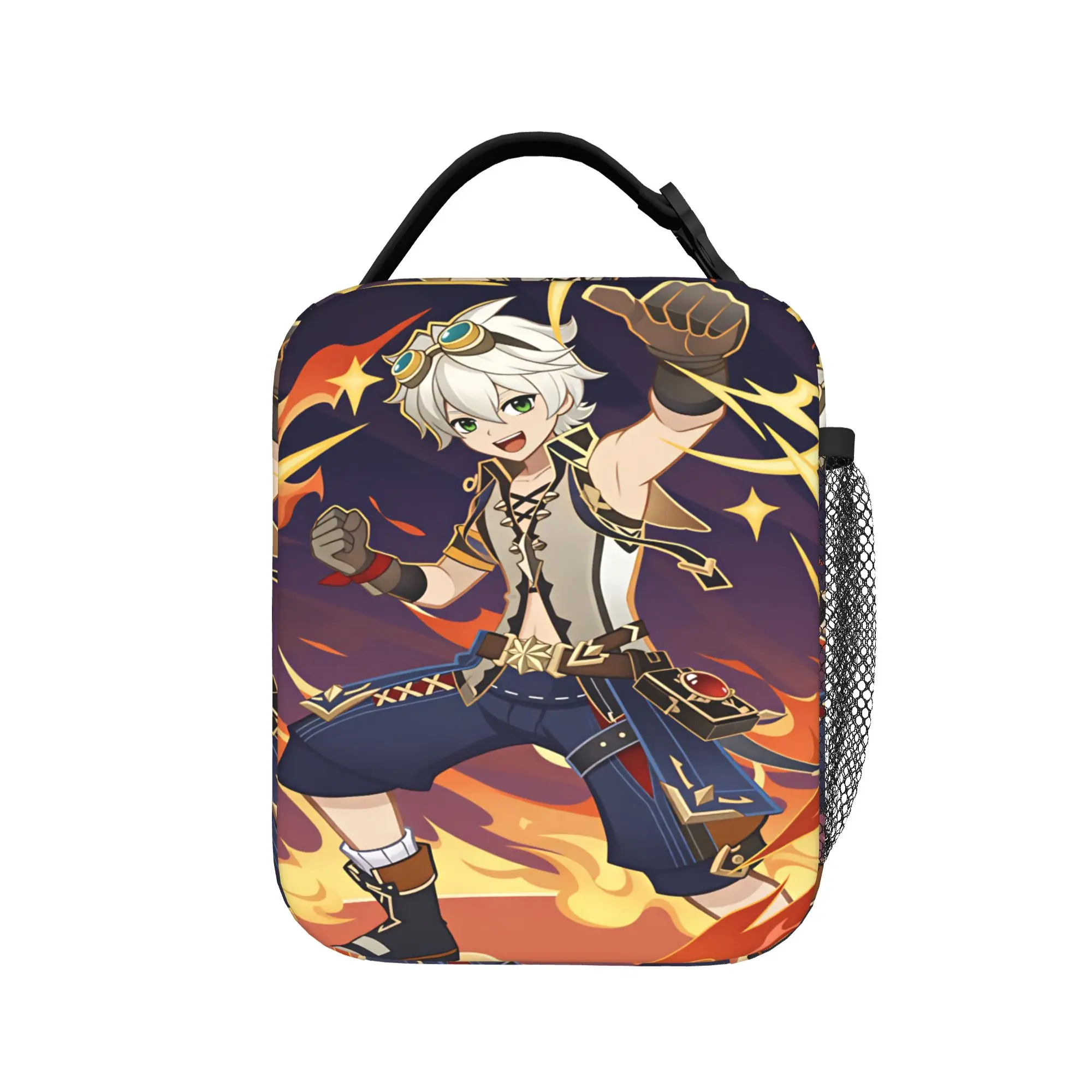 Genshin Impact Lunch Bag For Child Game Character Lunch Box Casual Travel Cooler Bag Portable Zipper Oxford Thermal Tote Handbag