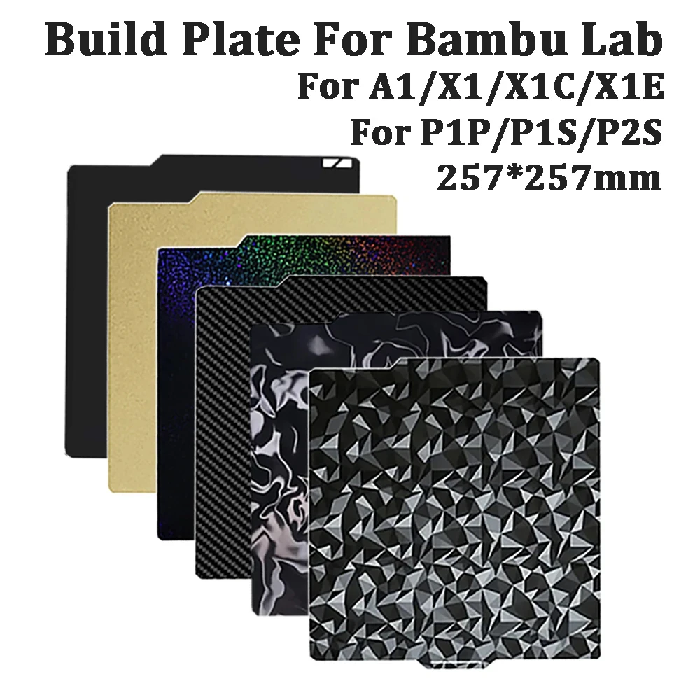 Für Bambu Lab P2S X1 P1S Carbon-Bauplatte A1 PEI-Blatt, texturiert, doppelseitig, PEO PET-Bauplattengestell für Bambulab P1S P1P X1C Bauplatte