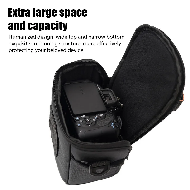 Nylon Triangle Black Camera Bag Waterproof Shoulder Camera Bag for Canon Nikon Sony Micro Single DSLR Photographic Equipment