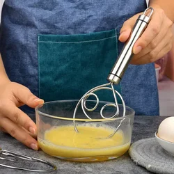 Batidor de masa de acero inoxidable, mezclador manual de huevos, batidora artesanal para pan, pastelería, masa danesa, mezclador manual, herramientas de cocina para hornear
