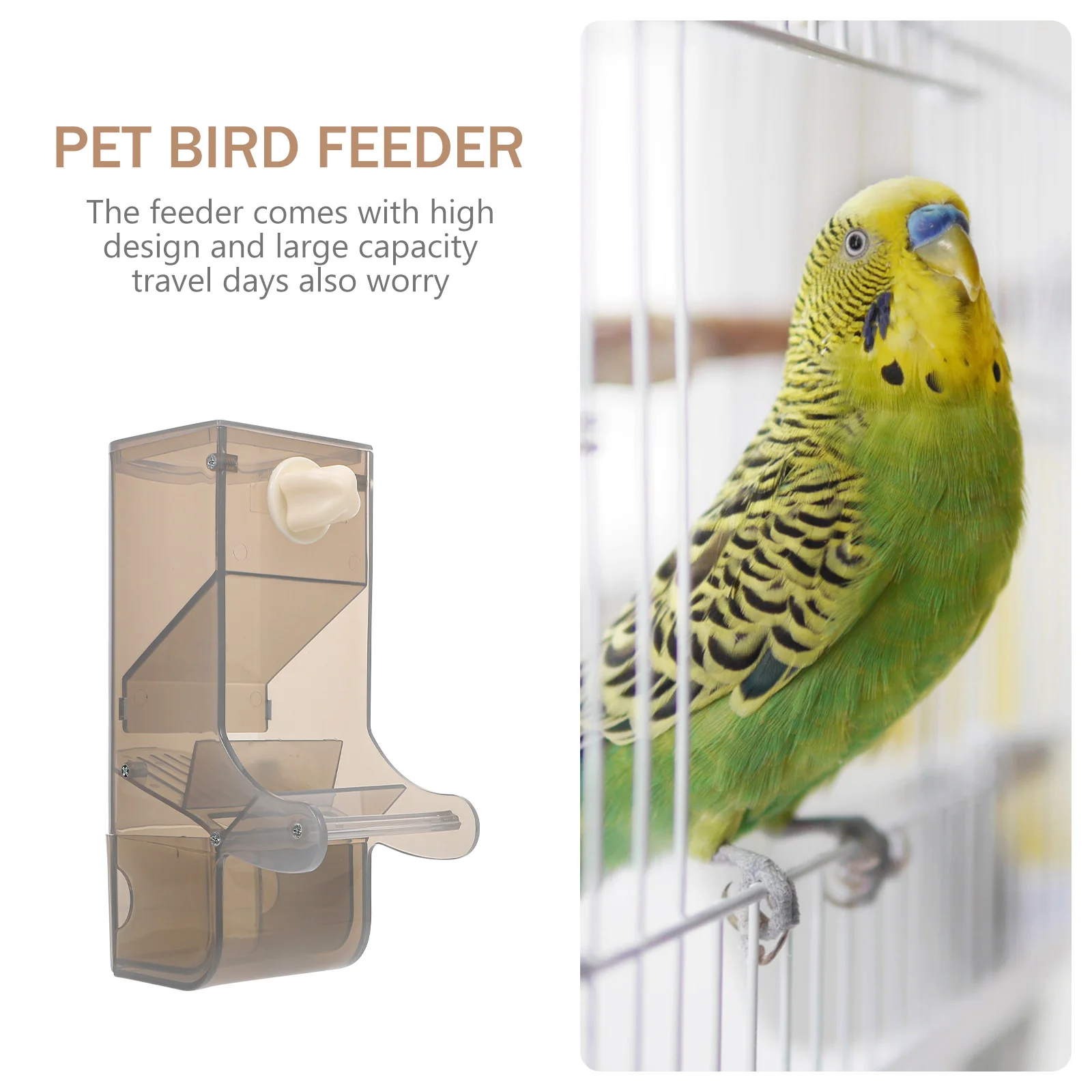 

Parrot Food Feeding Bowl Safe Plastic Stainless Steel Large Capacity Cage Bird Feeder Grey Pet Container Travel Days Worry Free