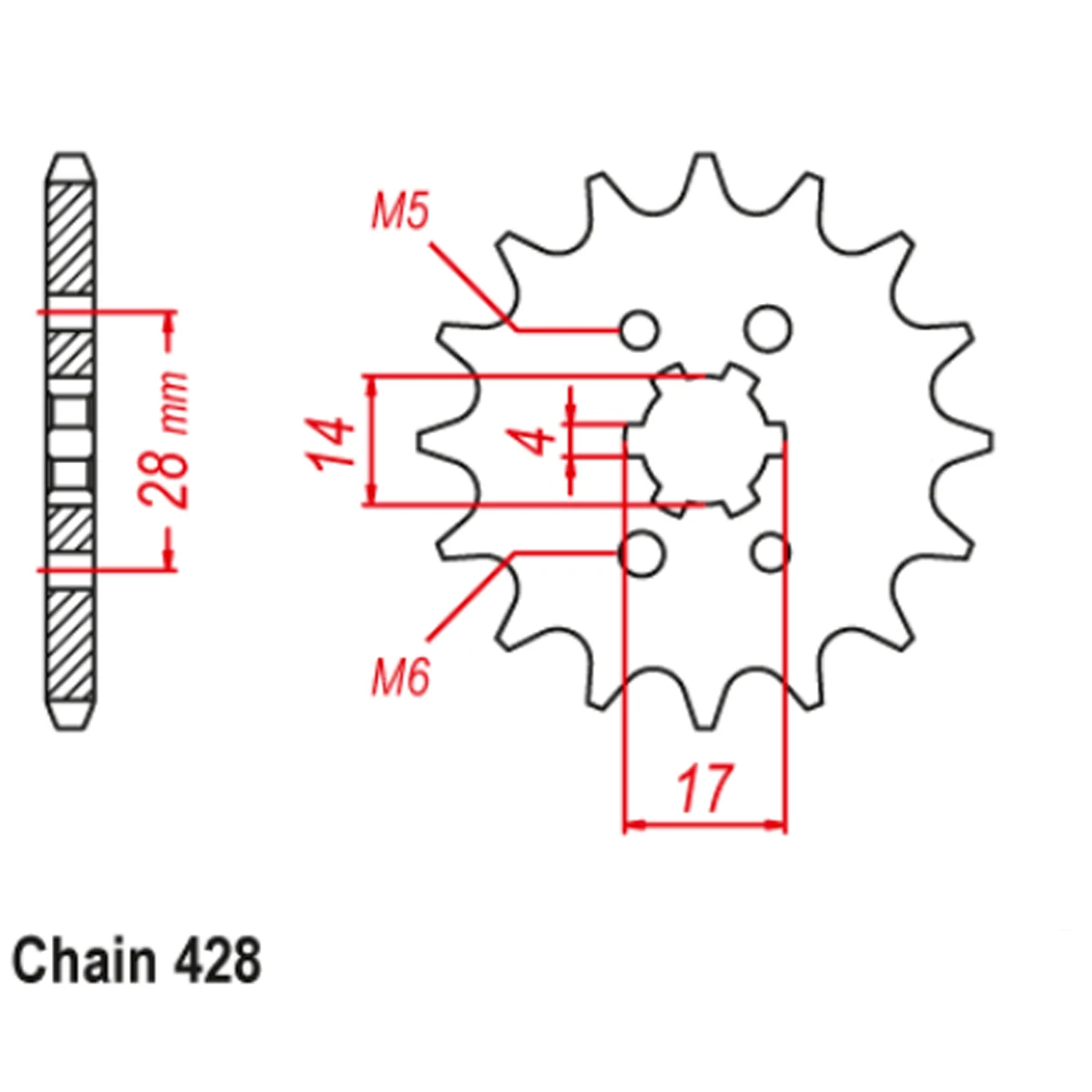 OZOEMPT（428-13T）Motorcycle Rear Sprockets For H/on-da CRF125F TRX90X Derbi GPR 4-Stroke / Mulhacen / Senda / Terra