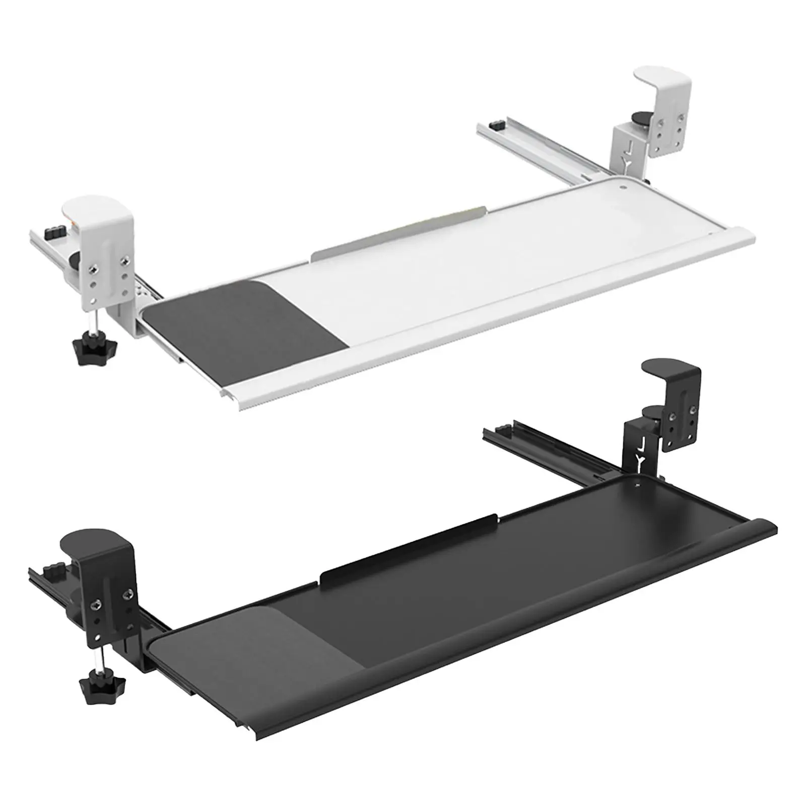 under Desk Slider Tray Computer Desk Drawer Extra Long Heavyduty Cshaped Clamp Mount Keyboard Holder for Household