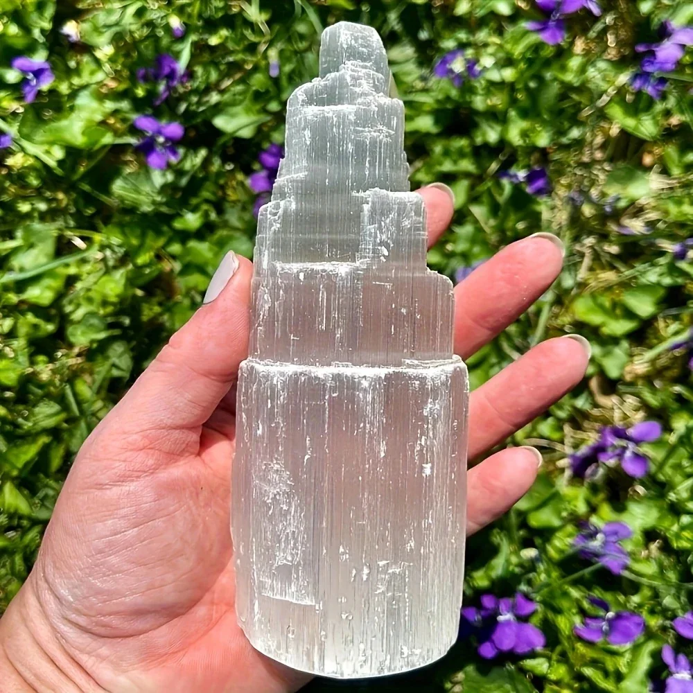 

1PC High Quality Gypsum Tower - Bohemian Style Rough Satin Crystal Gypsum Crystal, Perfect for Christmas，for home Decor