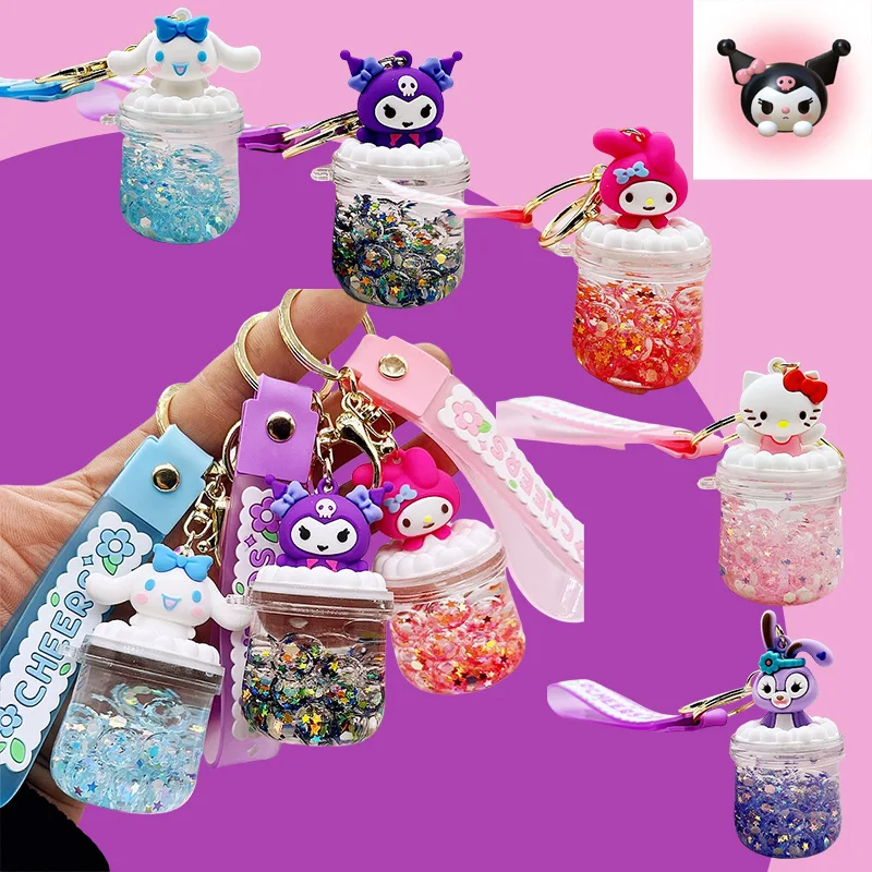 

Sanrio HelloKitty Keychain Anime Drifting Bottle Key Pendant Decorations Cute Book Bag Car Pendant Gift Creative new products