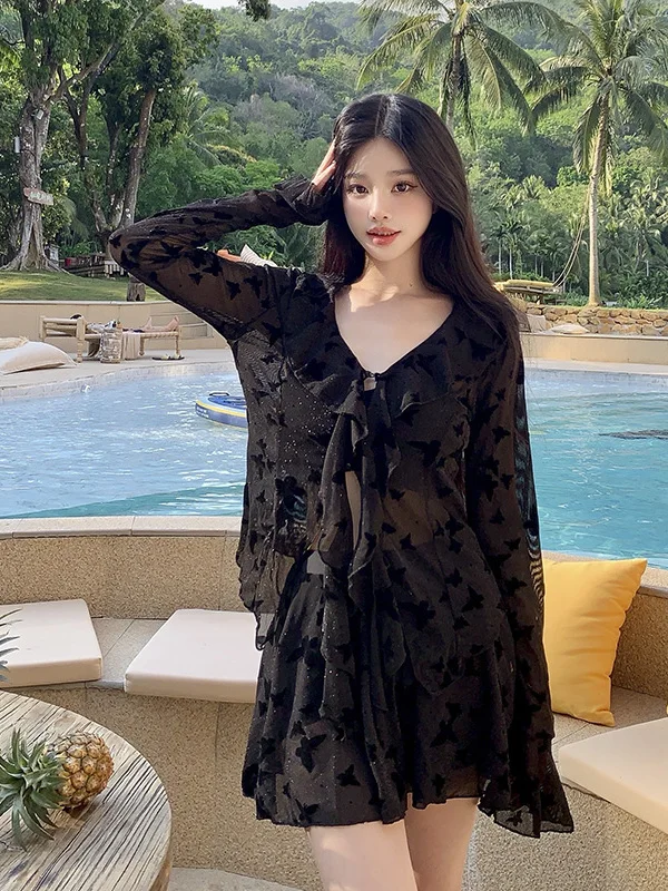 

Женский купальник-юбка больших размеров для термальных источников, скрывающий живот, повседневный, бренд Song Xiazhi