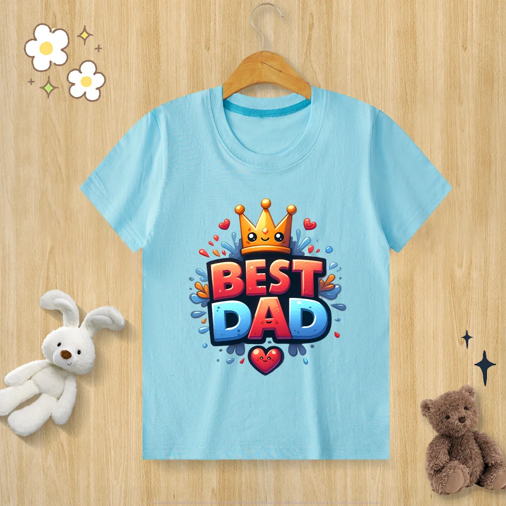 Children’s Pure Cotton T-shirt Daddy I Love You Fathers Day T-shirt O-neck Short Sleeve Kids Clothes Boys Clothes Girls Clothes