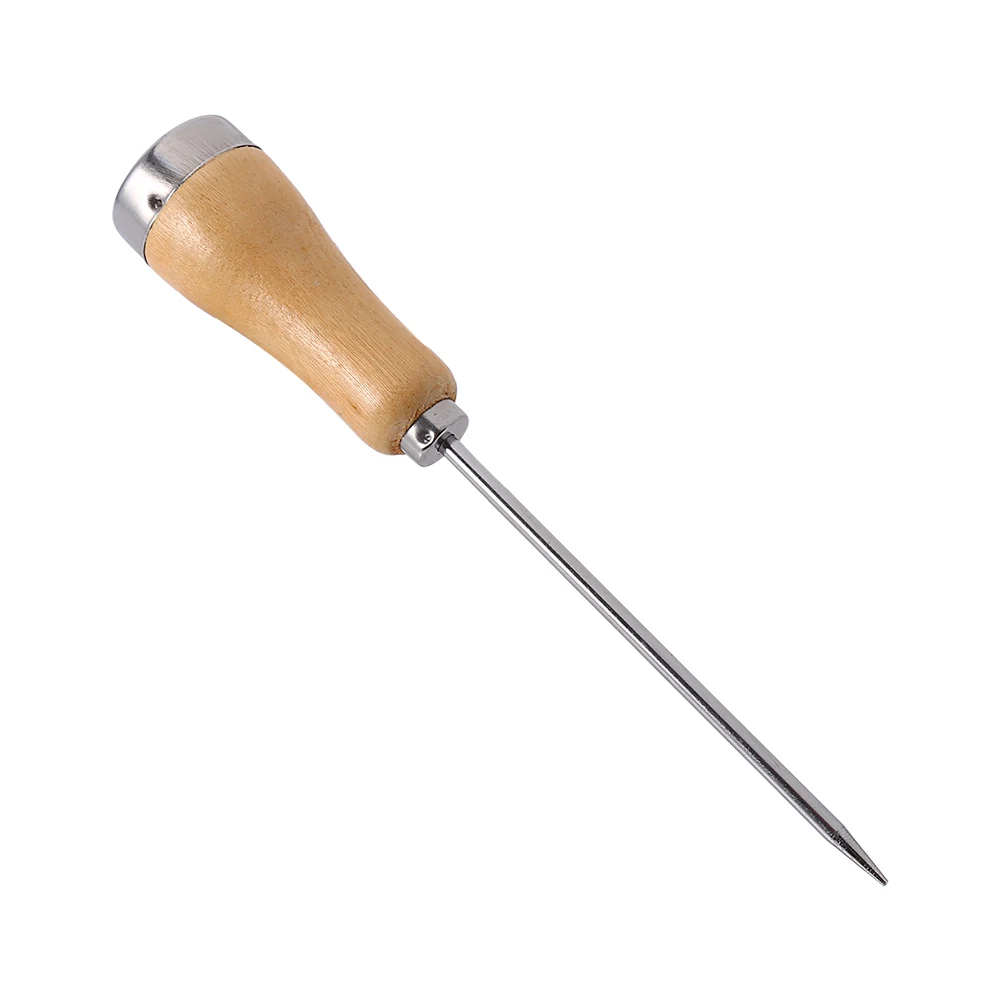 Ice Cone with Wooden Handle Ice Pick Crusher Wooden Handle Awl Punch Kitchen Bar Tool Stainless Steel Awl GL Ice Pick Tool