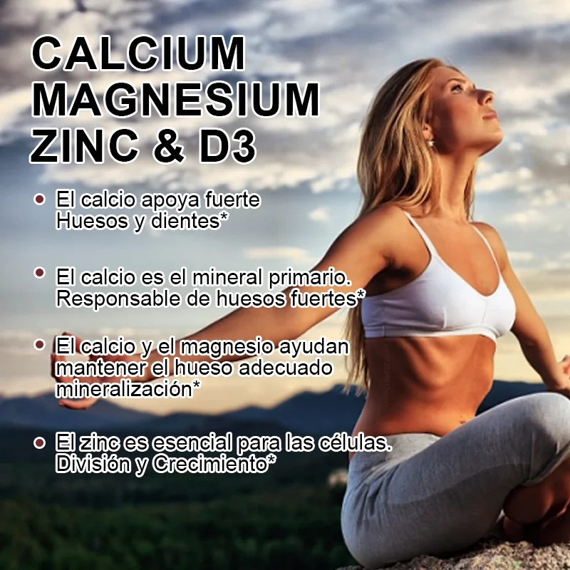 Alxfresh Calcium Magnesium Zinc & Vitamin D3 Capsules for Immune System, Bone, Nervous System Health Support | Non-GMO, Vegan