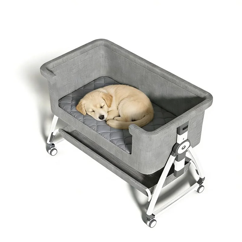 USMILEPET Bedside Dog Bed, Cosleeper Adjustable Height, Pet Bed Extension for Human Bed, Bedside Dogs Bed for Small, Medium Dogs