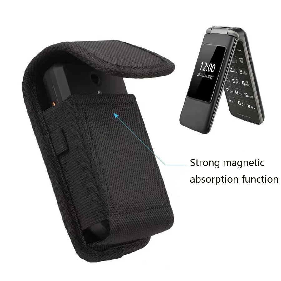 For Nokia 2760 2720 Flip Leather Case Phone Pouch For Alcatel Go Flip V/4/3Flip Belt Clip Waist Bag Universal