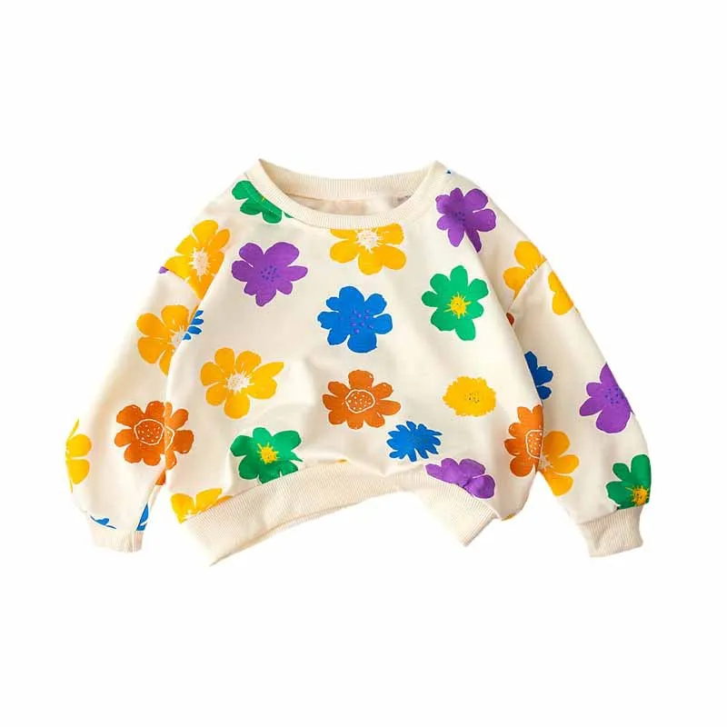 Hnq-Enfants Fleur Pull Printemps Nouvelles Bol À Manches sulfCol Rond Vêtements Pour Top3-8Children Une Pièce Dropshipping