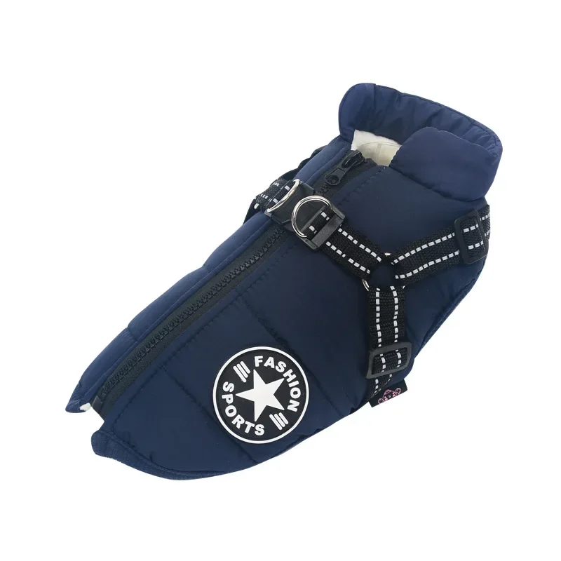 Wasserdichte warme Hundejacke Weste Winter Hundekleidung mit Geschirr Französisch-Bulldogge Mantel Haustierkostüm für kleine große Hunde Chihuahua