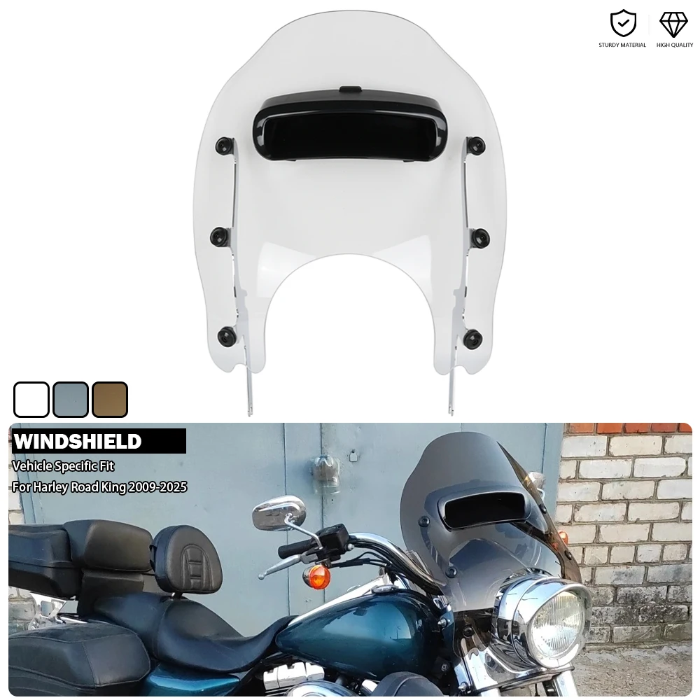 Detachables Wind Splitter Vented Windshield Fits For Harley Electra Glide Highway Road King Classic EFI FLHRCI Special 1994-2025