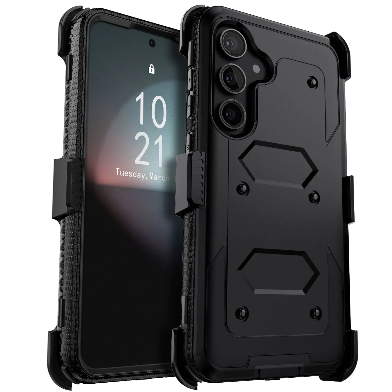 حافظة لهاتف سامسونج جالاكسي S24 S24 Plus S24 Ultra S24 FE 5G حافظة هاتف متينة مقاومة للصدمات غطاء حماية شديد التحمل مع مشبك حزام