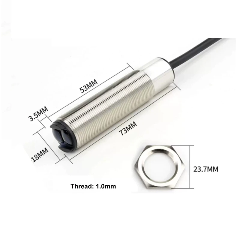 M18 Metallic Housing Photoelectric Sensor Long Range Upto 1000mm NPN PNP 3-WIRES