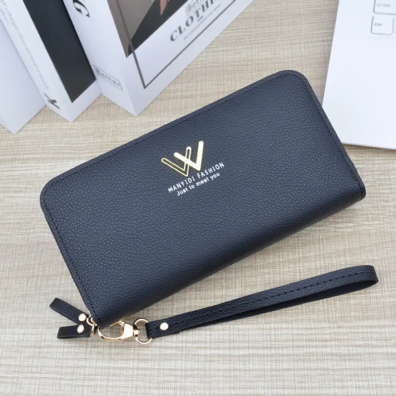 New  Wallet Women\'s Long PU Handbag Simple and Large Capacity Double Layer Mobile Case  Purses for Women