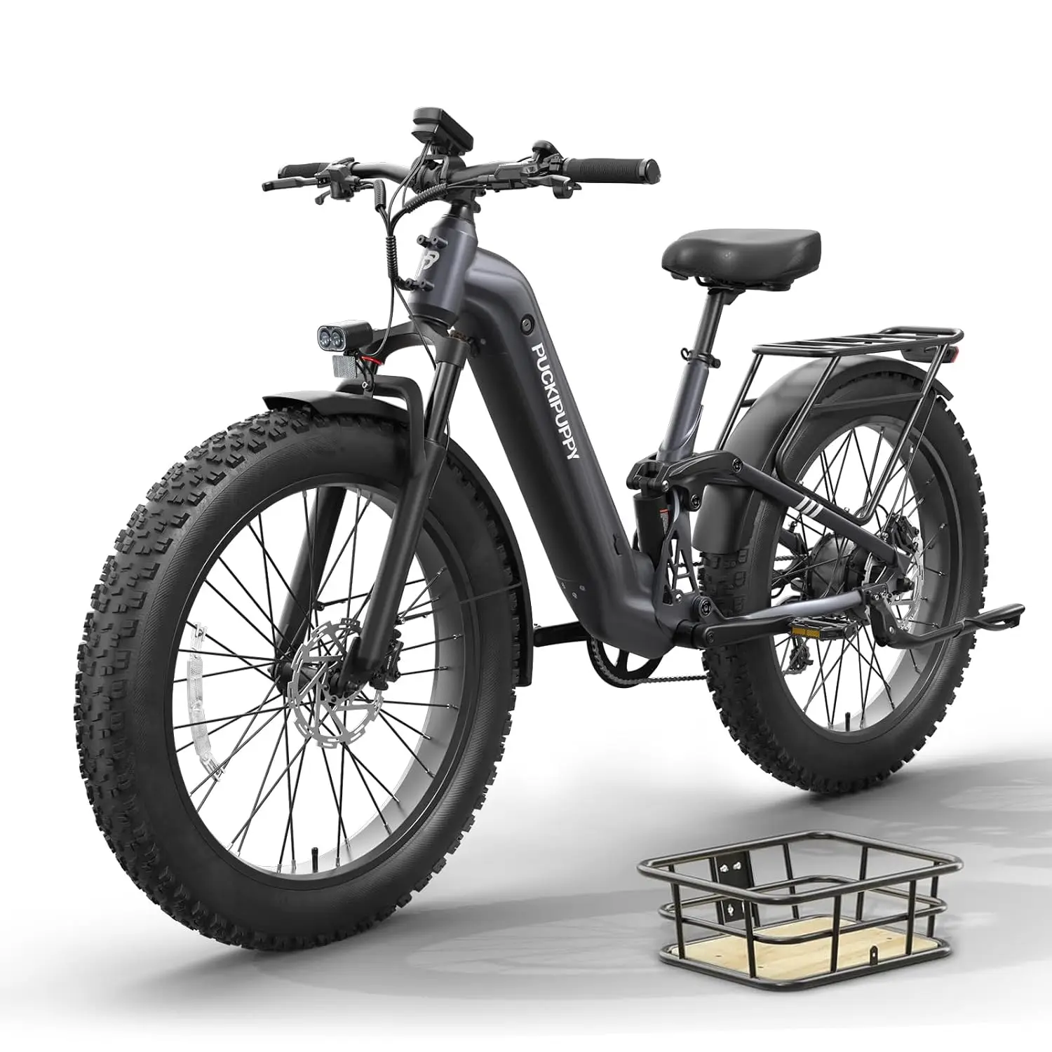 1350W 28MPH Electric Mountain Bike 48V 20AH 80 Miles 26x4 Fat Tire Full Suspension Torque Sensor E-Bike, Customized