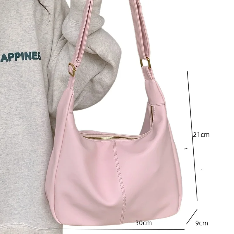 New Fashion Shoulder Bags Student Bag Pink High Capacity Tote Bags Versatile Leisure Korean Trend Commuter Lady Crossbody Bags