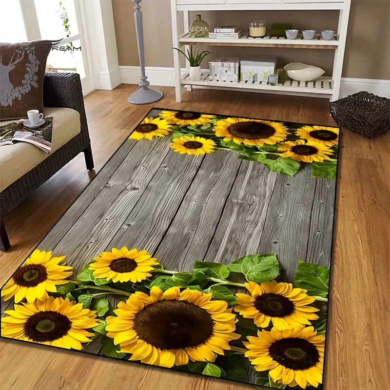 60x90cm Kitchen Mats Sunflower Doormat Room Interior Rug Foot Carpets Bath Rugs Floor Non-slip Yoga Mat Home Decor