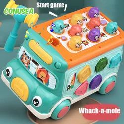 Baby Toys 6 12 Months Noise Maker Bus Learning Educational Musical Toys Rack-A-Mole Blocks Sorting Game for Toddler Newborn Gift