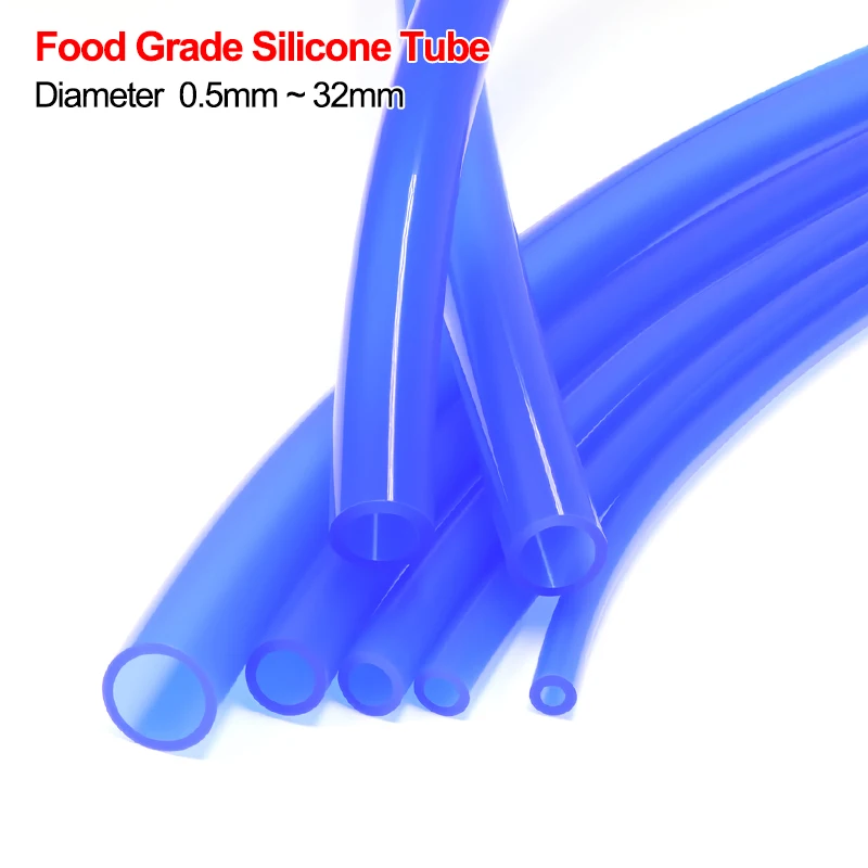 

1~10m Food Grade Silicone Tube Blue ID 0.5mm ~ 14mm Aquarium Hose High-Temperature Resistant Flexible Non-Toxic Drink Water Pipe