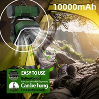 USB Rechargeable Camping Fan 10000mAh Portable Air Circulators 270 ° Head Rotation Tent Fan with Hook&LED Light for Outdoor