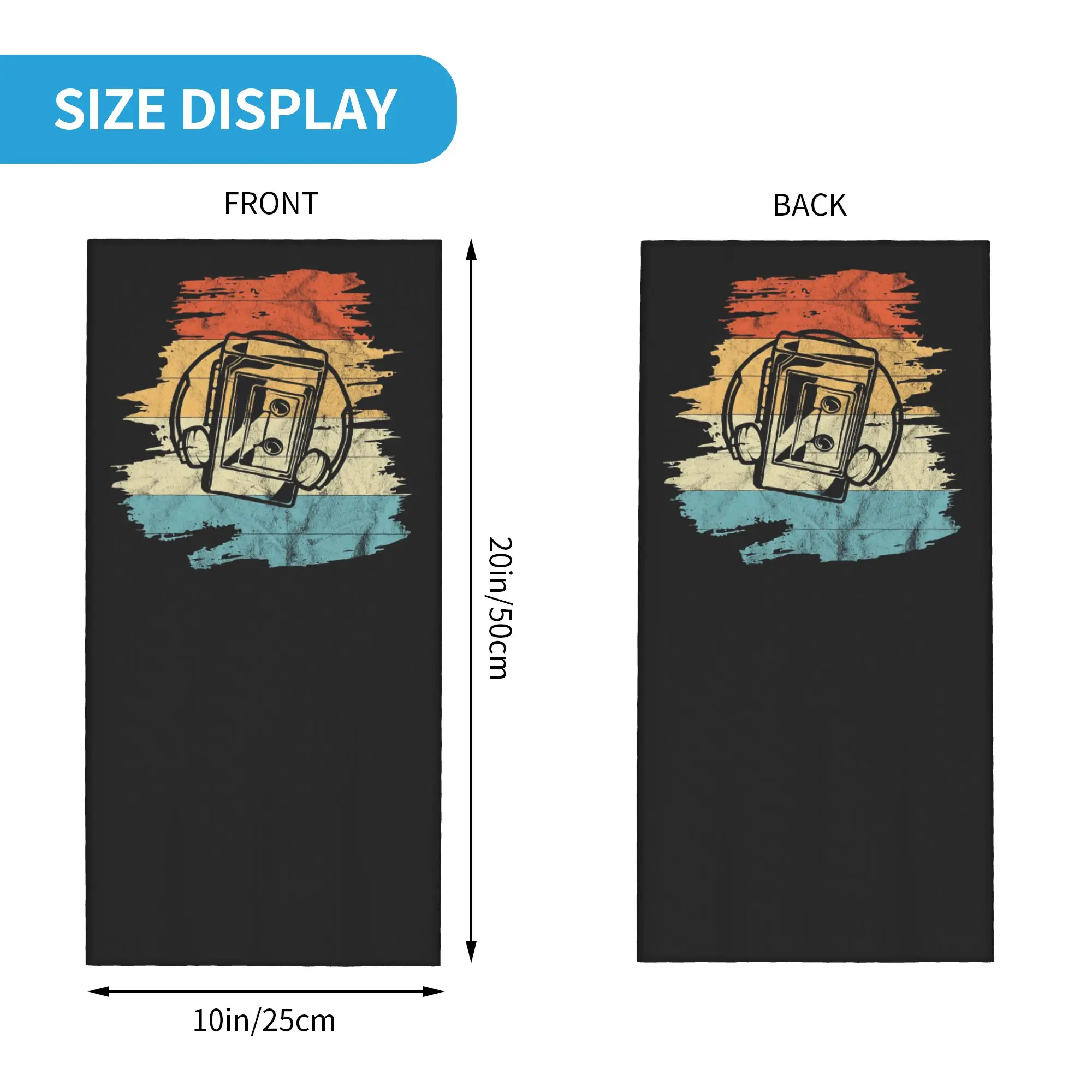 Portable Cassette Tape Player Bandana Neck Gaiter Printed Face Scarf Headwear Hiking Fishing Unisex Adult Winter