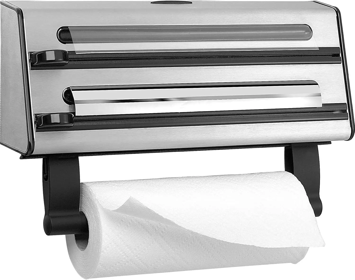

Stainless Steel Triple Roll Dispenser with Special Cut Technology, Silver/Black