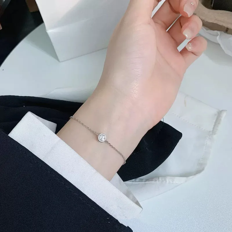 D Color Moissanite Bracelet 925 Sterling Silver Classic Minimalist Daily Link Chain Bracelet For Women Fine Jewelry Pulseiras