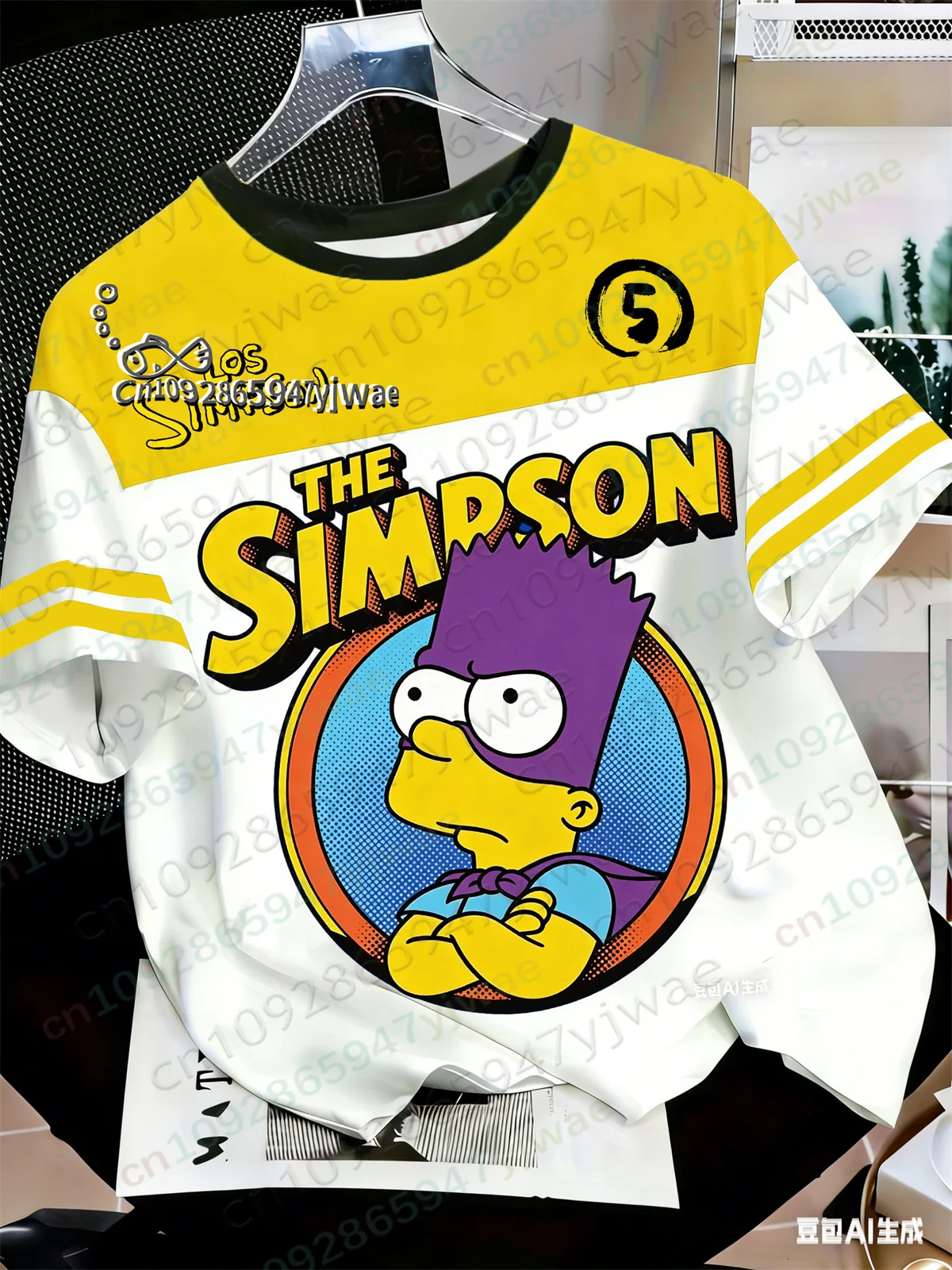 2026 The Simpsons Cartoon Graphic Printed Jersey Casual Streetwear Top Fashionable Y2k Tee Summer Men'S And Women'S T-Shirts image 2
