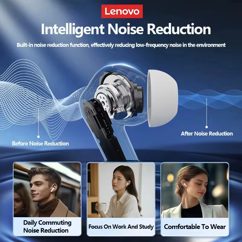 Choice Lenovo XT58 Wireless Bluetooth 5.4 Earphones HIFI Stereo Sound Music Earbuds Long Battery Life Sports Headphones With Mic