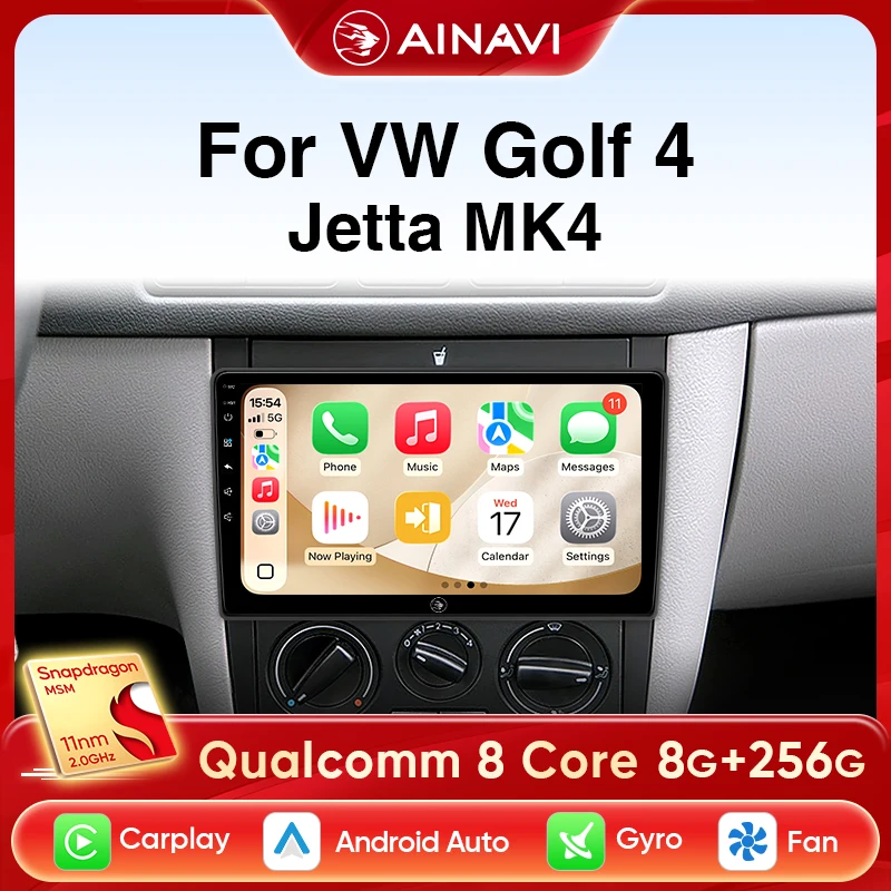 

Автомобильное радио Ainavi для Volkswagen VW Golf 4 Jetta MK4 Classics Bora, автомобильная мультимедийная стереосистема, беспроводная Carplay Android, авто аудио 2DIN