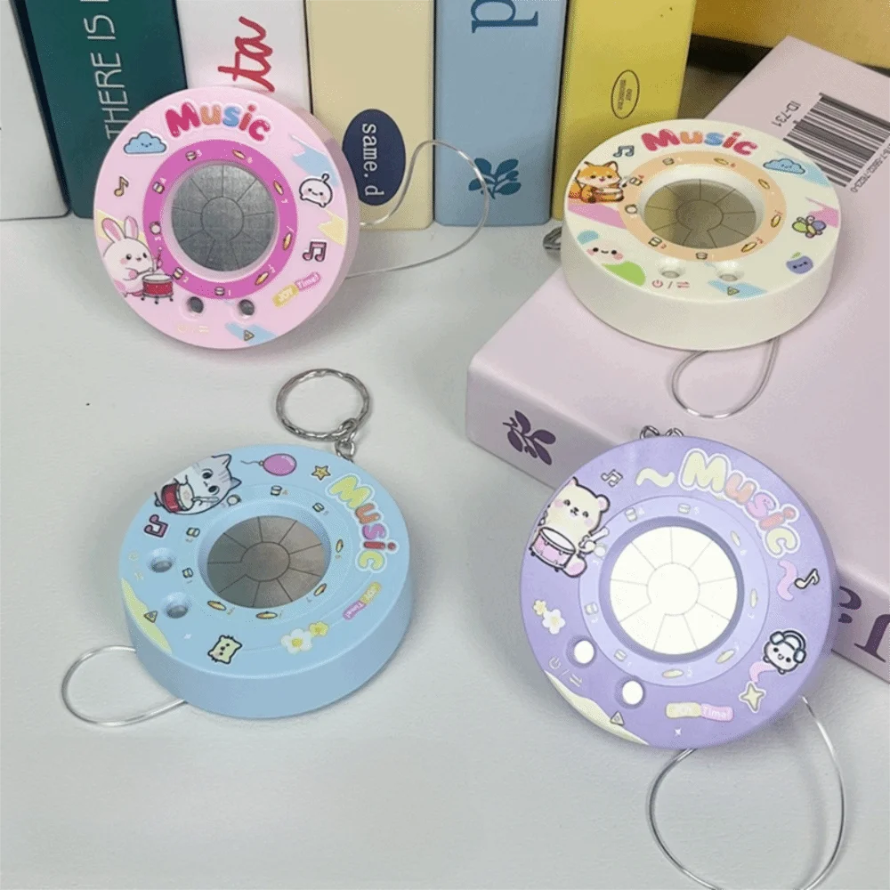Round Recording Electronic Drum Keychain Cartoon Interactive Electronic Piano Drum Keychain Sounding Playable