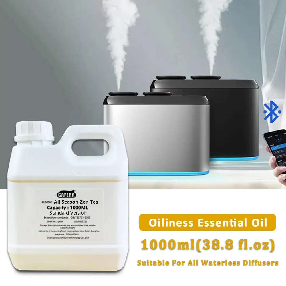 GAFERA 1000ml (33.8 fl.oz) All Season Zen Tea Fragrance Machine Essential Oils - Hotel/Club Diffuser Replenish Aromatherapy Oils