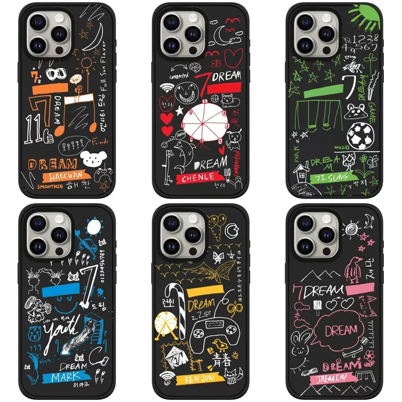 

Kpop Dream Graffiti Black Frosted Phone Case Cover for IPhone 13 14 15 Pro Max Case